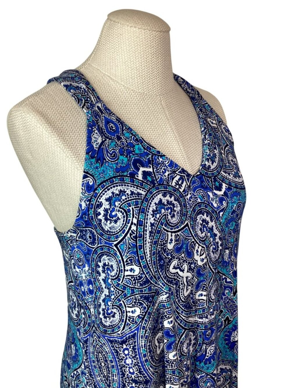 Sigrid Olsen Paisley Sleeveless Racerback Dress Womens Medium Blue Turquiose Whi - Picture 6 of 12